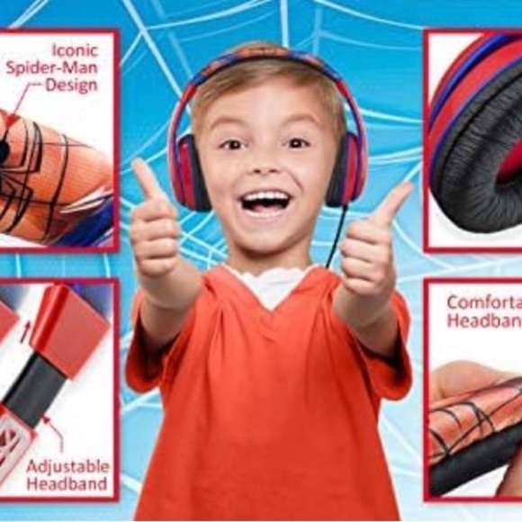 Spiderman Kids Headphones, Adjustable Headband, Stereo Sound.​​​ - Picture 8 of 8
